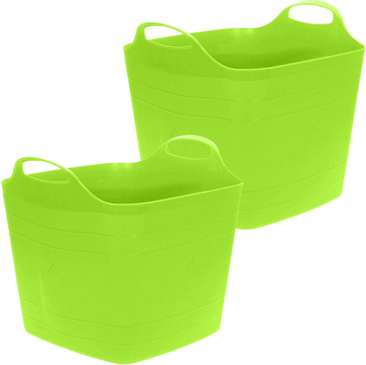 Goedkoopste Excellent Houseware Flexibele emmer - 2x - groen - 15 liter - kunststof - vierkant - 30 x 29 cm