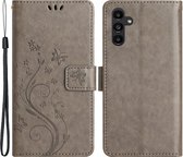 Coverup Bloemen & Vlinders Book Case - Geschikt voor Samsung Galaxy A54 Hoesje - Grijs