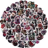Skulls & Roses Stickers - 50 stuks - Met doodshoofden, rozen, gothic vrouwen - zwart/rood/paars - Stickers voor volwassenen 4x5CM