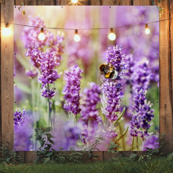 Décoration de jardin lavande - Fleurs - Nature - 200x200 cm - Jardin - Décoration clôture - Affiche jardin - Toile clôture - Affiche extérieur - Décoration jardin - Décoration balcon - Peinture jardin