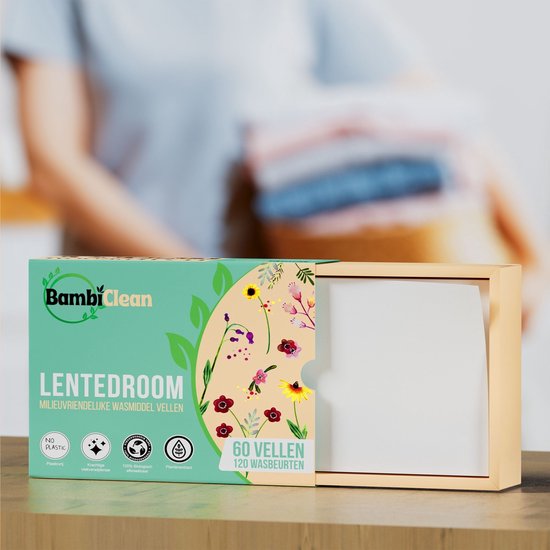 BambiClean Wash Strips Spring Dream - 120 lavages - Lingettes détergentes écologiques - Bandes détergentes