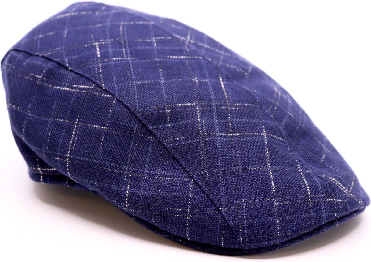 jos van dijck flat cap split contrast streep katoenmix navy - maat 62 (XL)