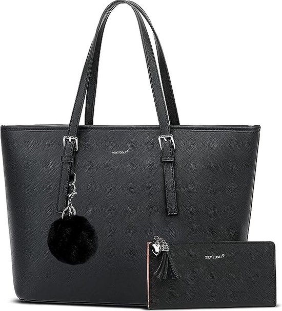Handtas voor dames, handtassen dames set zwart dames tas met portemonnee tassen  dames... | bol