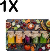 BWK Luxe Placemat - Kleurrijke Potten met Groente en Fruit - Set van 1 Placemats - 40x30 cm - 2 mm dik Vinyl - Anti Slip - Afneembaar
