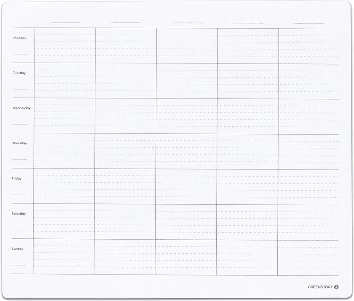 GreenStory - Sticky Whiteboard - Tableau planning familial semaine (43 x 35  cm) 