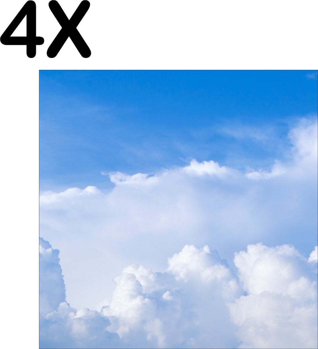 BWK Textiele Placemat - Blauwe Lucht met Witte Wolken - Set van 4 Placemats - 50x50 cm - Polyester Stof - Afneembaar