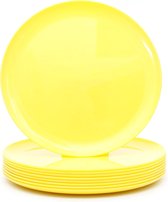 Herbruikbaar, wassen en hergebruiken 25,4 cm plastic borden, grote borden, dinerborden, 9 stuks (geel)