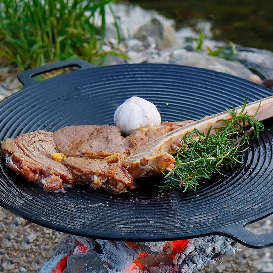 Poêle à griller coréenne, plaque de cuisson ronde de style coréen avec