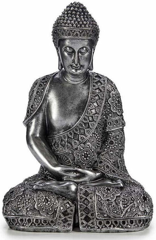 Decoratieve figuren Boeddha Zittend Zilverkleurig 17 x 32,5 x 22 cm (4 Stuks)