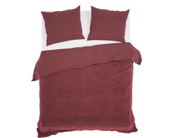 Zohome Dekbedovertrek Velluto - Effen Bedlinnen - 240x220 - Rood - Dekbedhoes van Polyester / Katoen