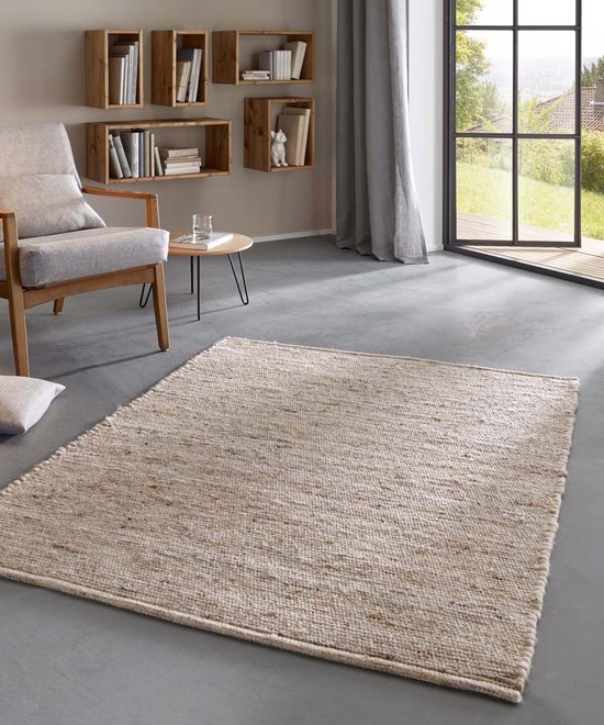 Wollen vloerkleed - Bokn beige 70x240 cm