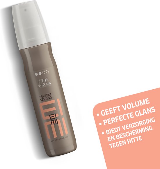 Wella EIMI Perfect Setting haarlotion spray in bruine fles met witte dop.