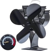 Kachelventilator - Met Thermometer - Haardventilator - Stille Werking - Ecofan - Houtkachel Warmte Verspreider – Duurzaam