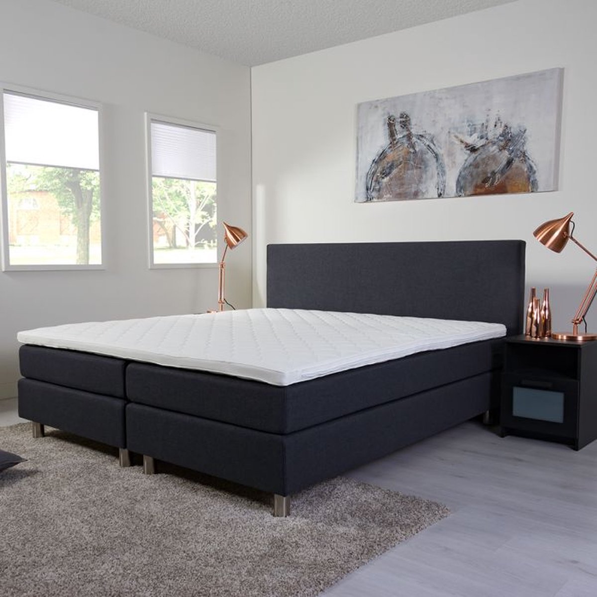 Boxspring Basic 2-persoons 140x200 cm Antraciet stof - - Boxspring - €397,00