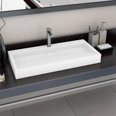 Lavabo The Living Store en fonte minérale - 100 x 46 x 11 cm - Wit