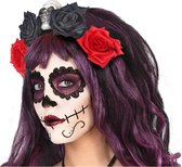 Halloween/horror verkleed diadeem/tiara/bloemen - day of the dead - sugarskull - dia de los muertos