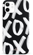 xoxo Wildhearts Can't Talk Now Black - Single Layer - Hoesje geschikt voor iPhone 11 hoesje - Hard case met zwart/witte print - Beschermhoes geschikt voor iPhone 11 case - Shockproof case met xoxo print - Zwart