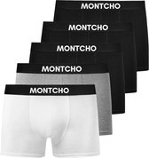 MONTCHO - Essence Series - Boxershort Heren - Onderbroeken heren - Boxershorts - Heren ondergoed -5 Pack (3 Zwart - 1 Grijs - 1 Wit) - Heren - Maat L