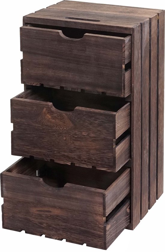 Ladekast MCW-C62, houten ladekast, vintage 3 laden 53x32x26cm ~