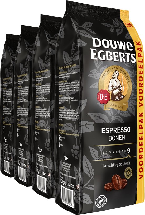 Douwe Egberts Espresso Koffiebonen - Extra grote verpakking 4 x 1000 gram