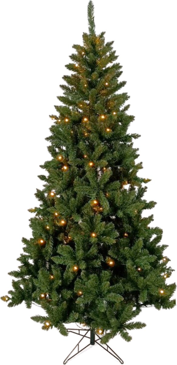 Buxibo Groene PVC Kerstboom op Metalen Standaard - Met 200 LED-licht - Warm wit - 8 Unieke Lichteffecten - EU-stekker - Versterkte Metalen Standaard - 1020 Takken - 210cm