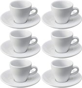 6 dikwandige espressokopjes van wit porselein 2e keus
