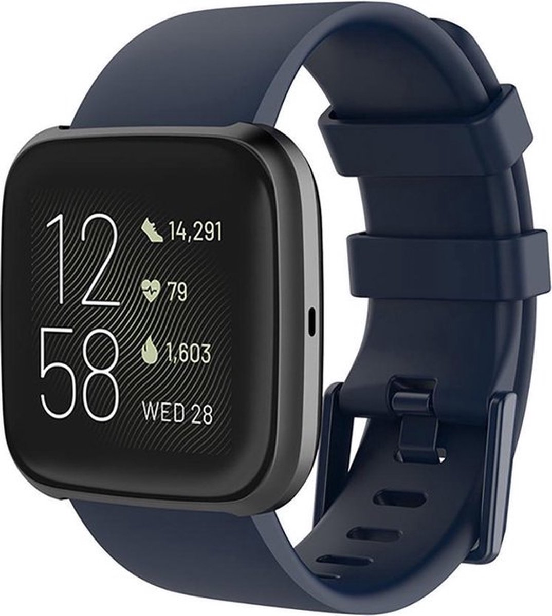 Shop4 - Geschikt voor Fitbit Versa Bandje - Small Siliconen Donker Blauw