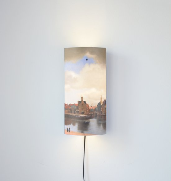Packlamp - Wandlamp - Gezicht op Delft - Vermeer - 29 cm hoog - ø12cm - Inclusief Led lamp