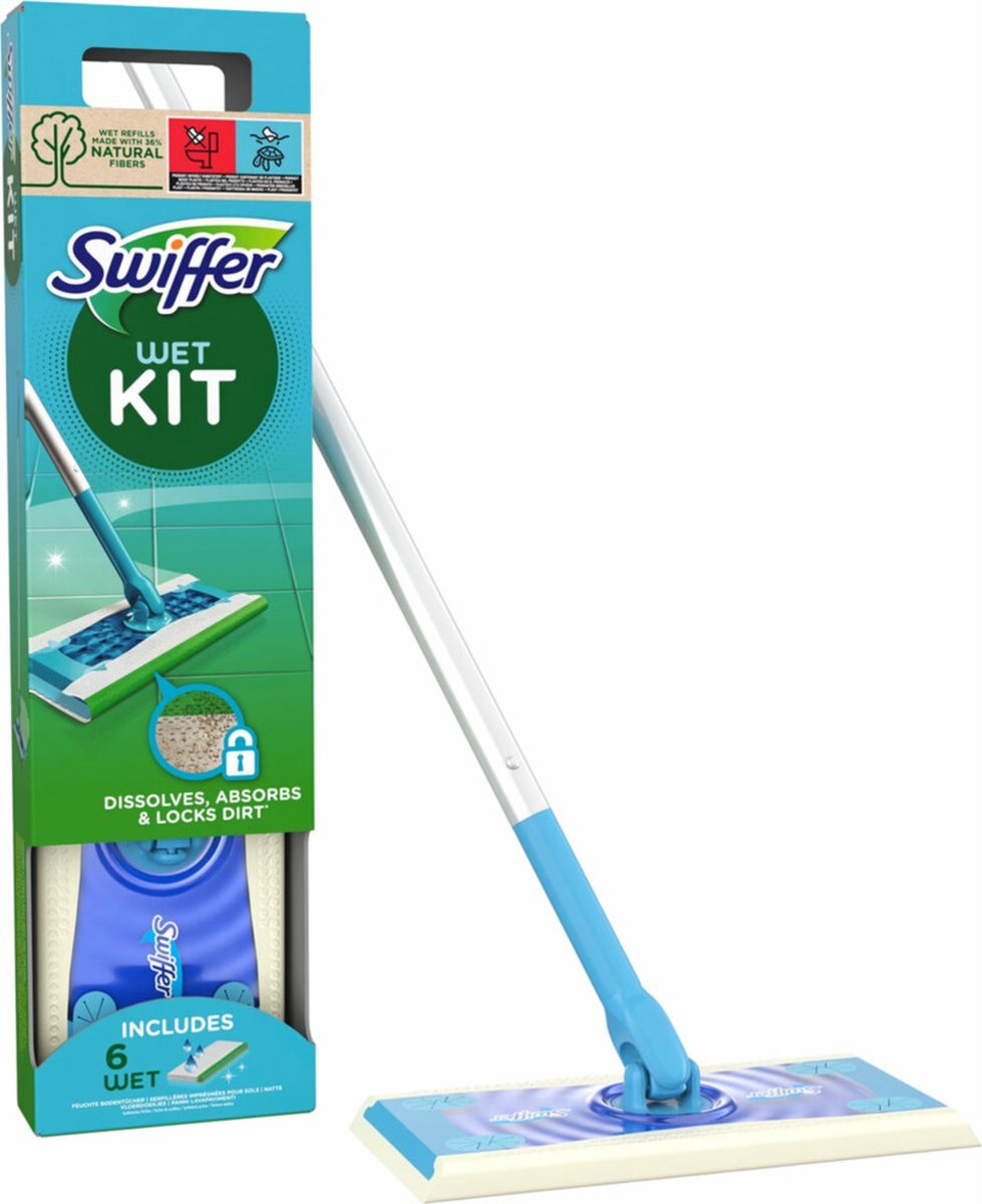 Swiffer Floor Cleaner Kit de démarrage - 1 nettoyant pour sol - 6 Recharges  humides