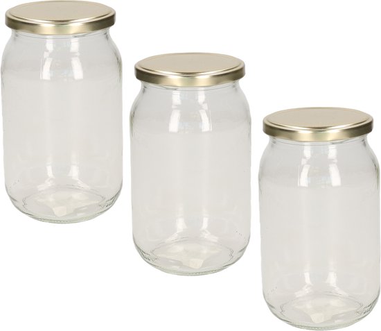Weckpot - 3x - 900 ml - inmaakpot met schroefdeksel - glas - D13 x H18 cm