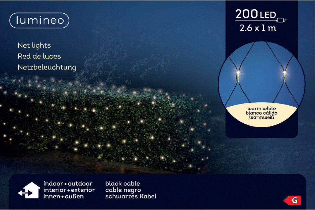 Lumineo kerstverlichting net / netverlichting 100 x 260 cm - Verlichting netten voor over een boompje - Lumineo