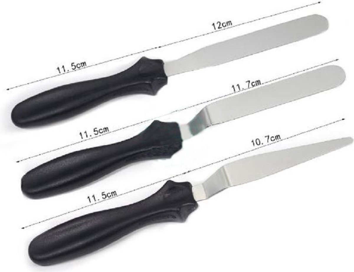 3x Zwarte Gebogen Spatel voor Decoratie - van Heble®