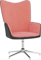 The Living Store Relaxstoel Blokjespatroon - 62x68x98 cm - Roze