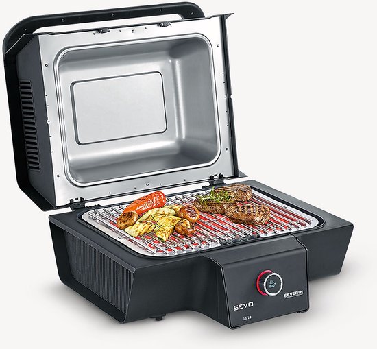 Severin PG 8106 SEVO GT - Elektrische barbecue - Grill voor binnen en buiten - 3000 W - 80-500 °C - Direct - Indirect - Smart App Control