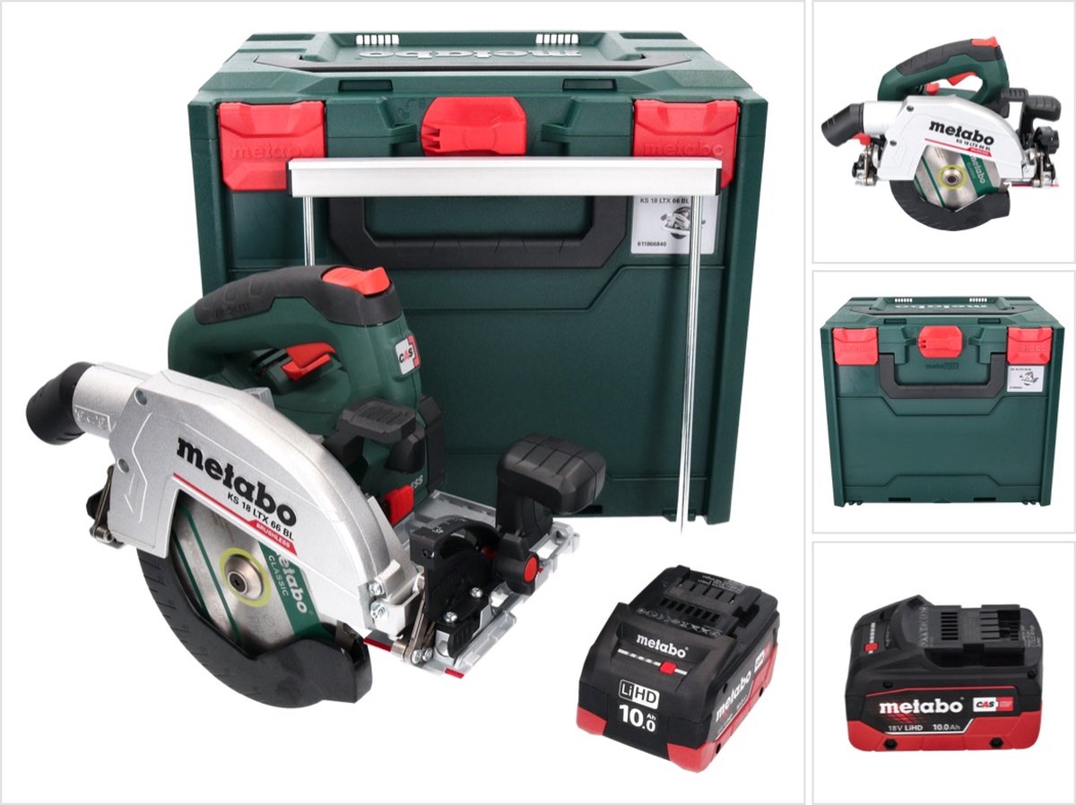 Metabo KS 18 LTX 66 BL Accucirkelzaag 18 V 165 mm + 1x accu 10.0 Ah + metaBOX - zonder lader