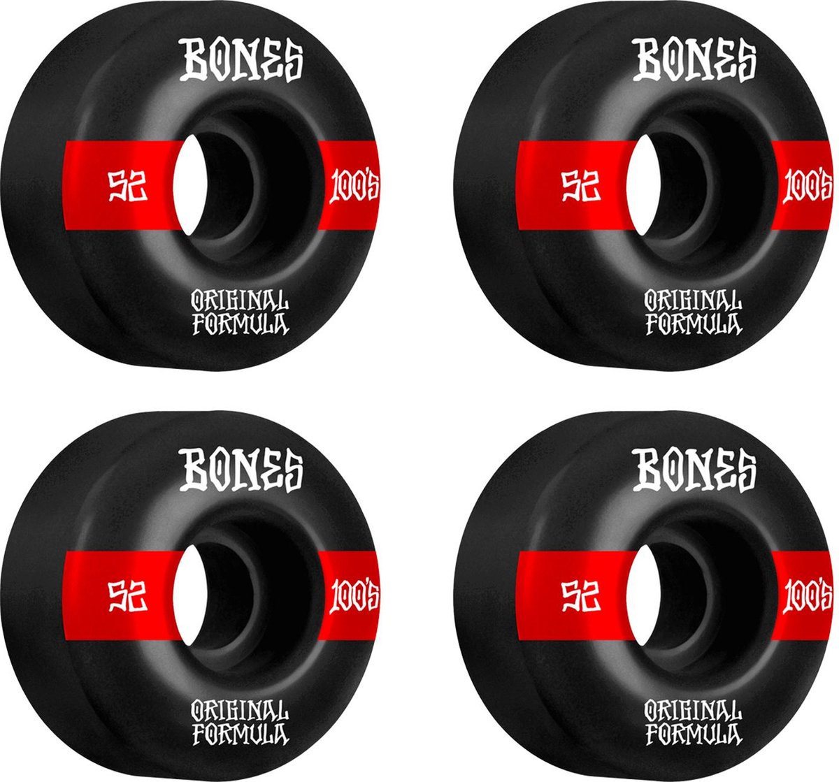 Bones Wheels 100's Black-Red V5 WIDE 52mm