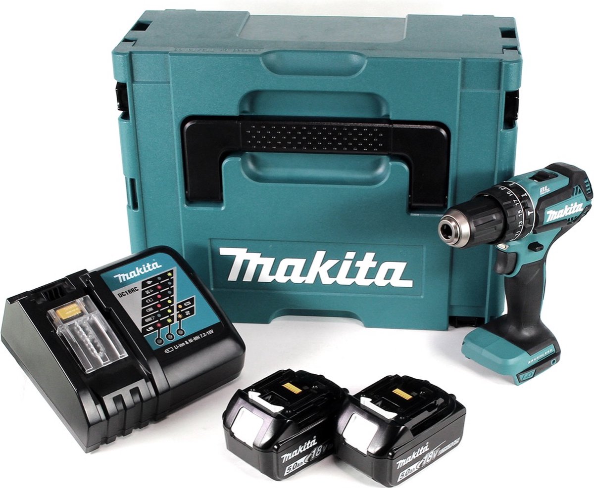 HP Makita DHP485RTJ 18V - 3-in-1 klopboor met 2x accu thumbnail 4