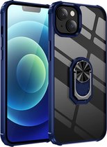 Mobiq - Clear Hybrid Ring Case iPhone 15 Plus Hoesje - blauw