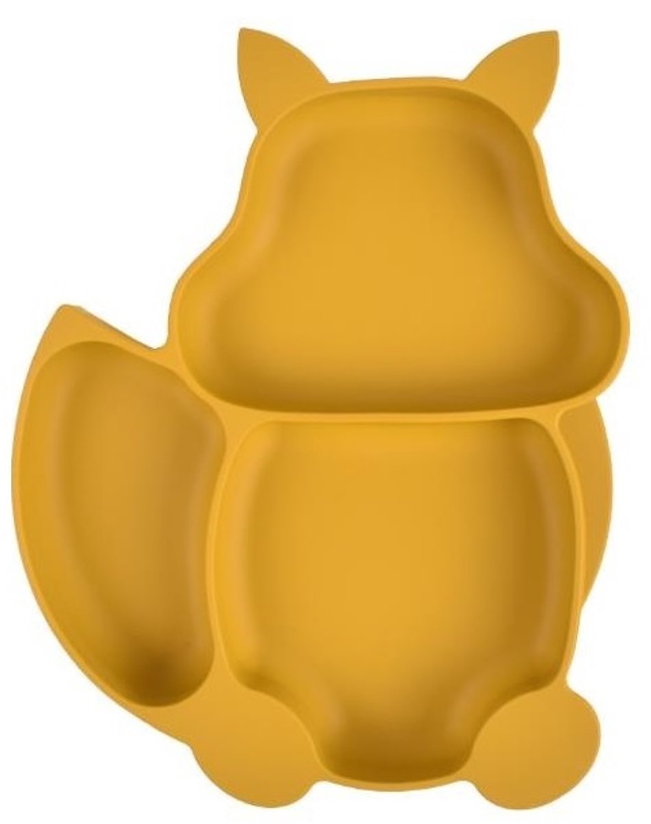 Goedkoopste Dutsi - Siliconen Baby en Kind Bord - Zuignap Bord - Mosterd Geel Vosje