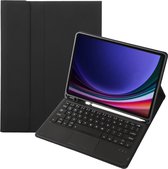 Case2go - Bluetooth Toetsenbord geschikt voor Samsung Galaxy Tab S9/S9 FE (2023) - Met stylus pen houder en Touchpad - QWERTY Keyboard case - Zwart
