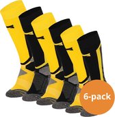 Xtreme Snowboard Sokken - Multi Yellow - Maat 39/42 - 6 paar Snowboardsokken - Verstevigde Hiel, Kuit en Scheenbeen - Extra Ventilerend - Naadloze teen