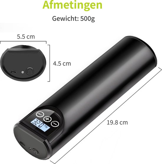 iWotto Portable Electric Inflator - LCD Digital Display Sensor and LED Flashlight - Compressor with Car, Motorcycle, Bicycle and Ball Capacity - Wireless Electric Inflator - Powerbank