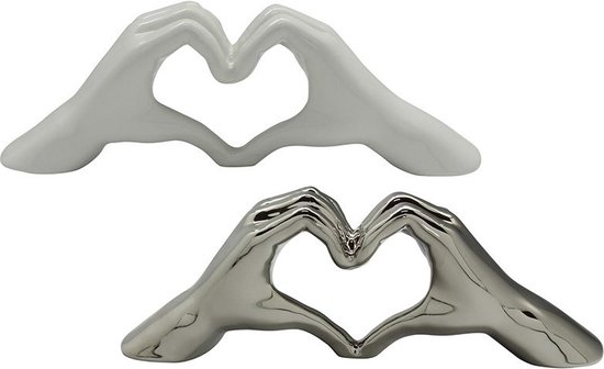 Gilde Handwerk - Love Sign Hands - zilver- Beeld Sculptuur - Polyresin