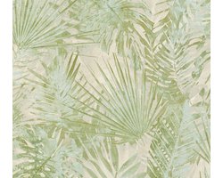 PALMBLADEREN BEHANG | Jungle - Groen Beige - A.S. Création Natural Living D`eco