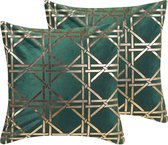 CASSIA - Sierkussen set van 2 - Groen - 45 x 45 cm - Polyester