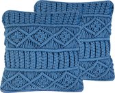 KARATAS - Sierkussen set van 2 - Blauw - 45 x 45 cm - Katoen