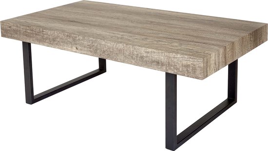 Kos T576 salontafel, woonkamertafel, 40x110x60cm MVG-gecertificeerd ~ wild eiken, donker metalen poten