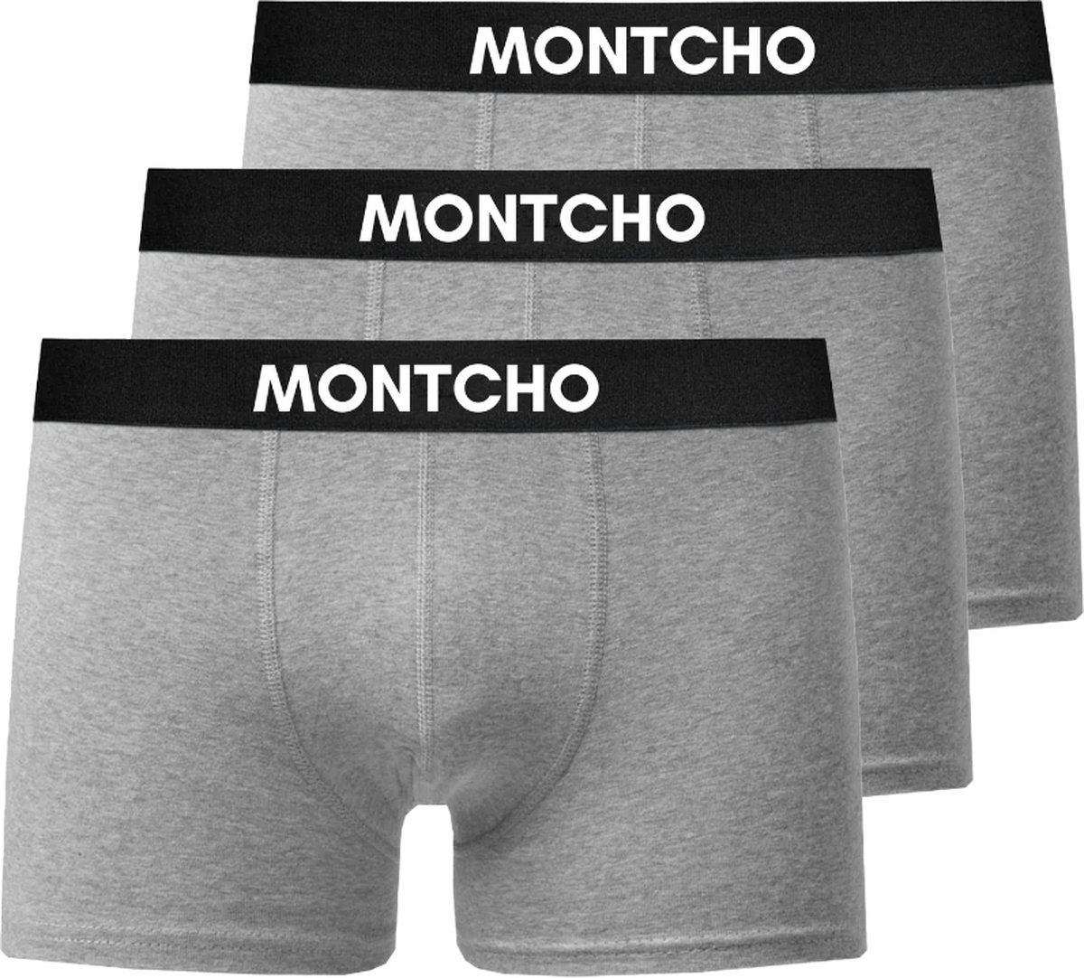 MONTCHO - Essence Series - Boxershort Heren - Onderbroeken Heren - Boxershorts - Ondergoed - 3 Pack - Grijs - Maat: (S - XXL)