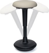 Wobblez® Wiebelkruk - Ergonomische kruk voor Zit Sta bureau met een hoogte van 80-95 cm - kruk in hoogte verstelbare van 55-75 cm - Zwart wiebelkruk met Clay zitting