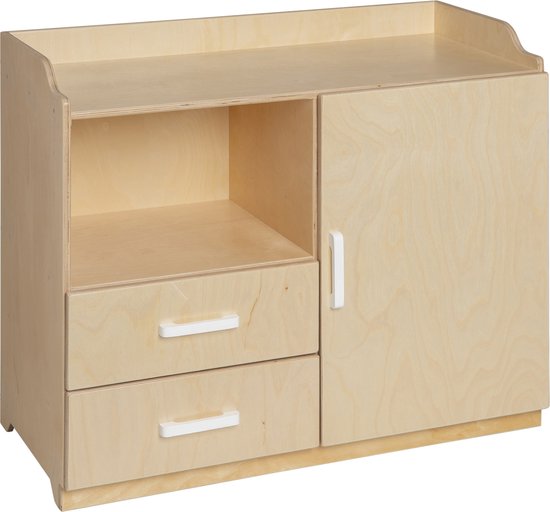 Van Dijk Toys houten poppencommode / poppen commode - Naturel met wit (Kinderopvang kwaliteit) van Van Dijk Toys — afbeelding 4
